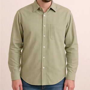 BOSS HUGO BOSS button up shirt cotton blend semi sheen pattern beige size XXL